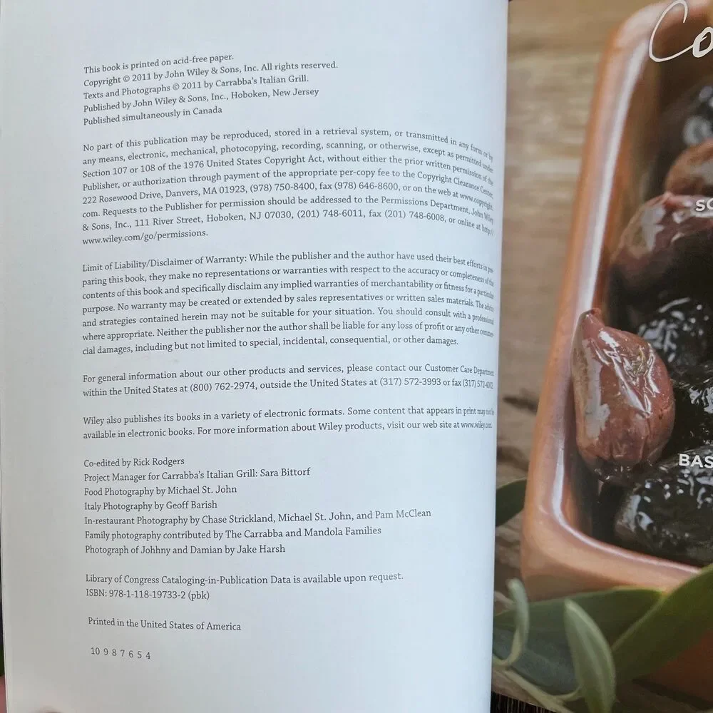 Carrabba's Italian Grill Cookbook Recipes From Around Our Family Table Paperback